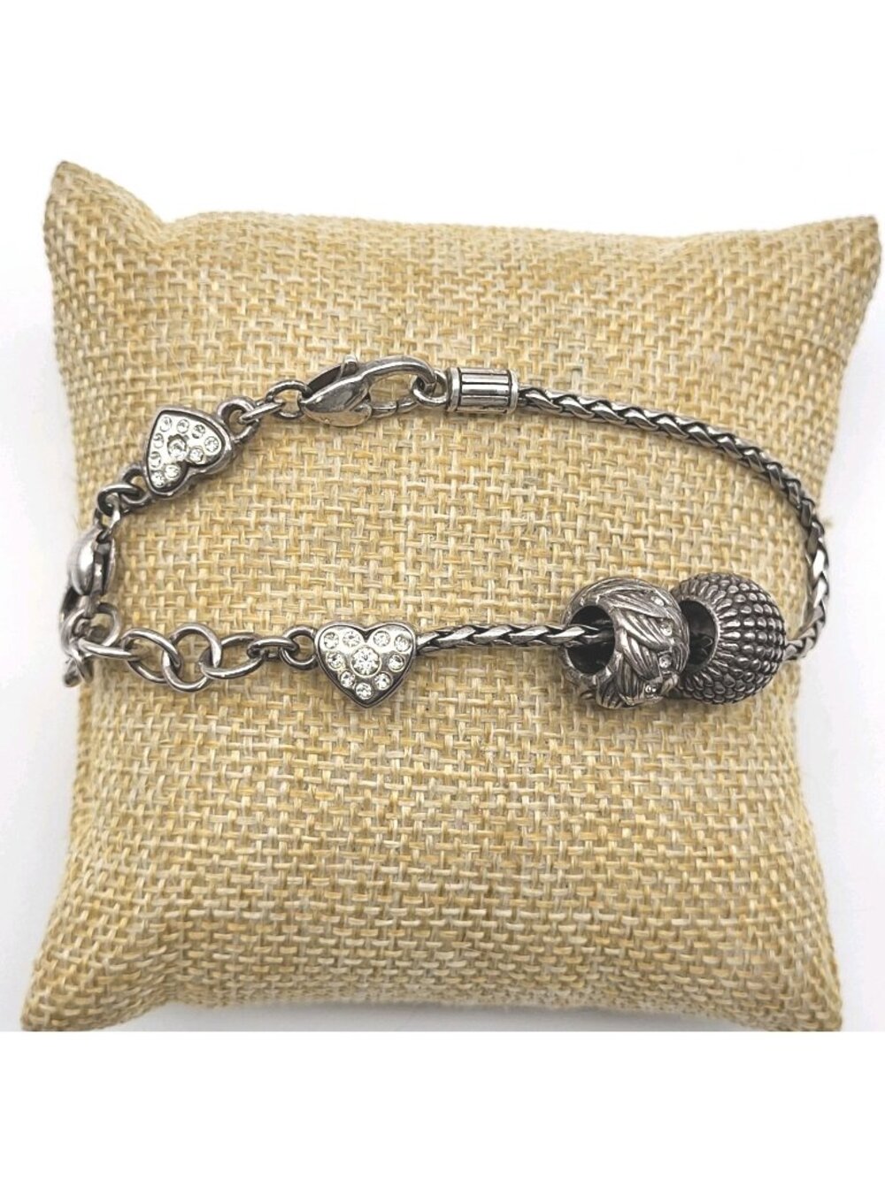 Brighton Bracelet rhinestone heart Slide charms Adjustable silver plated
